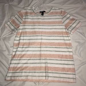 pink and green stripped shirt
